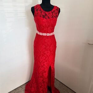 Red Lace Maxi Dress